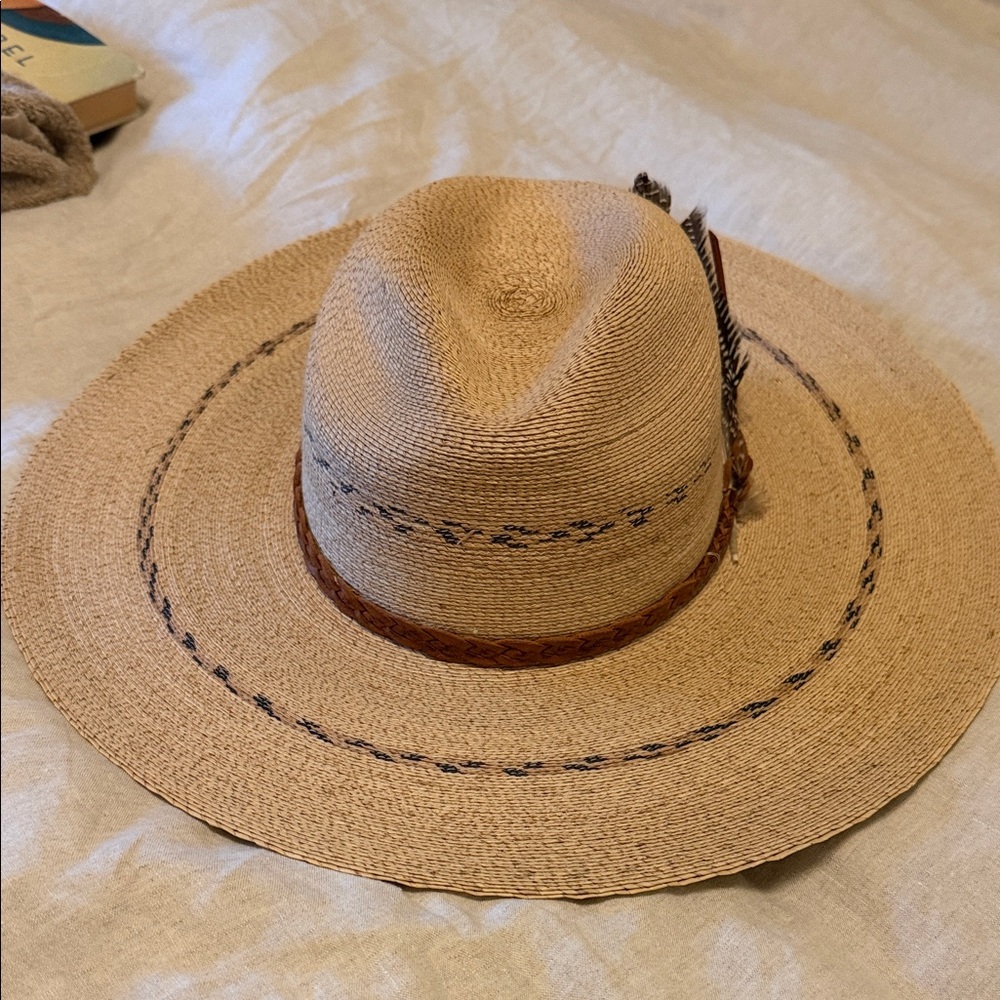 Tan Straw Hat with Brown Band